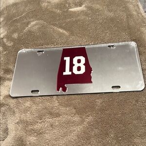 University of Alabama 18  vanity license plate.